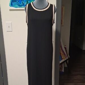 LOFT Black and Cream Maxi Dress
